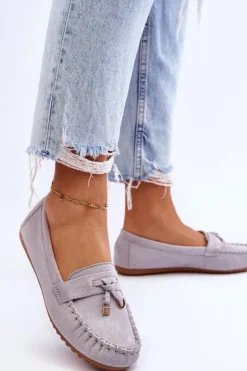 Klasyczne Zamszowe Mokasyny Szare Good Time