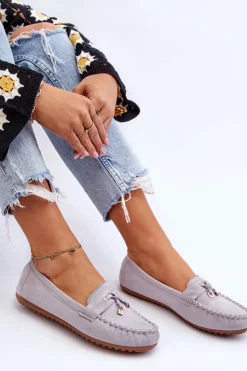 Klasyczne Zamszowe Mokasyny Szare Good Time