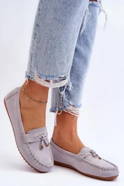 Klasyczne Zamszowe Mokasyny Szare Good Time