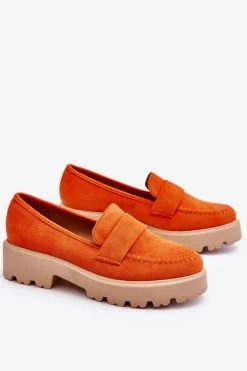 Klasyczne Zamszowe Półbuty Mokasyny Pomarańczowe Corrin