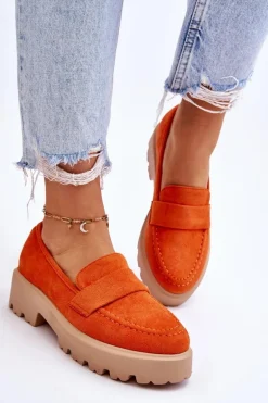 Klasyczne Zamszowe Półbuty Mokasyny Pomarańczowe Corrin