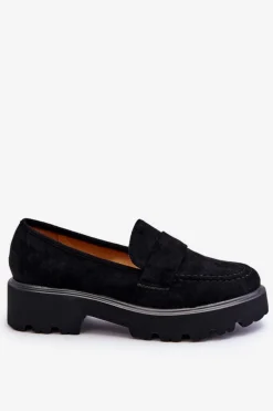 Klasyczne Zamszowe Półbuty Mokasyny Czarne Corrin