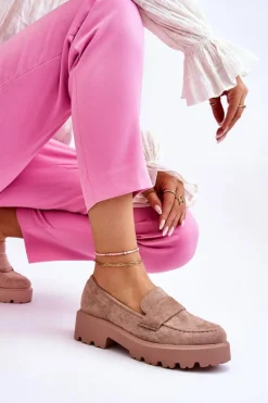 Klasyczne Zamszowe Półbuty Mokasyny Beżowe Corrin