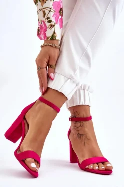 Klasyczne Zamszowe Sandały Na Słupku Fuksja Amina