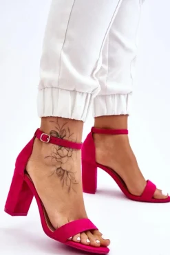 Klasyczne Zamszowe Sandały Na Słupku Fuksja Amina