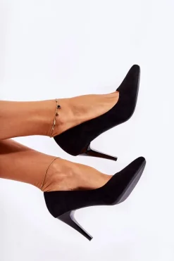 Klasyczne Zamszowe Szpilki Czarne Magically