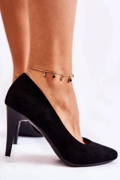 Klasyczne Zamszowe Szpilki Czarne Magically