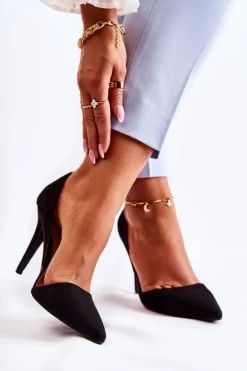 Klasyczne Zamszowe Szpilki Czarne Sofya