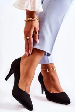 Klasyczne Zamszowe Szpilki Czarne Theira