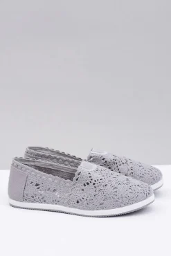 Koronkowe Szare Damskie Baleriny Little Sugar