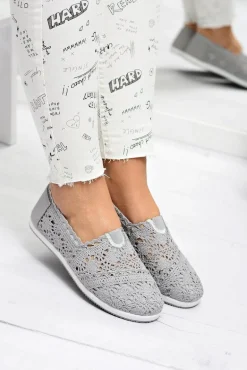 Koronkowe Szare Damskie Baleriny Little Sugar