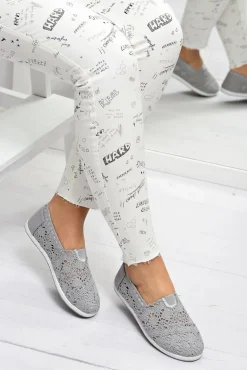 Koronkowe Szare Damskie Baleriny Little Sugar