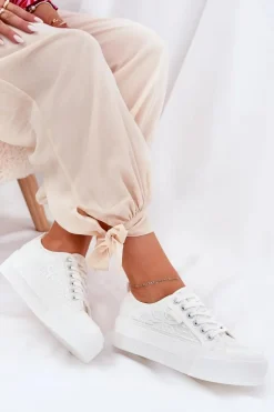 Koronkowe Trampki Damskie Big Star RR274747 Białe