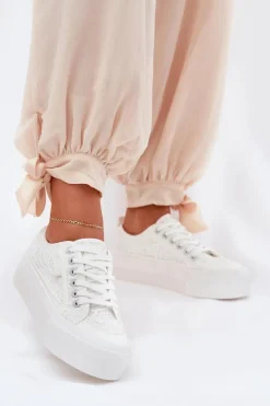 Koronkowe Trampki Damskie Big Star RR274747 Białe