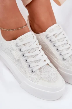 Koronkowe Trampki Damskie Big Star RR274747 Białe