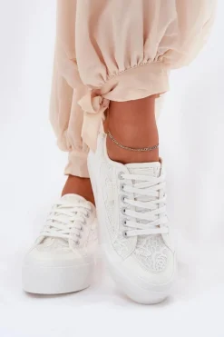 Koronkowe Trampki Damskie Big Star RR274747 Białe
