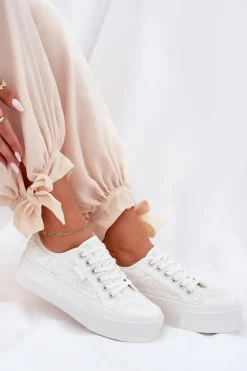 Koronkowe Trampki Damskie Big Star RR274747 Białe