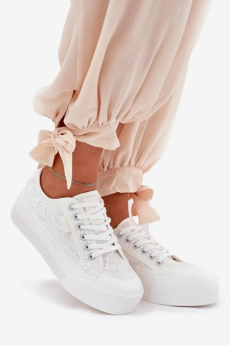 Koronkowe Trampki Damskie Big Star RR274747 Białe