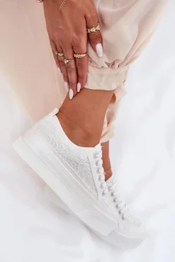 Koronkowe Trampki Damskie Big Star RR274747 Białe