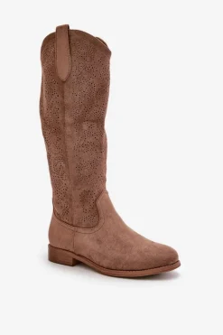 Kozaki Damskie Ażurowe Brązowe S.Barski HY42-132