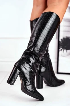 Kozaki Damskie Ciepłe Czarne Priority