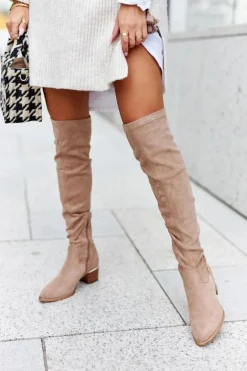 Kozaki Damskie Do Kolana Eko-Zamsz Khaki Can't Stop