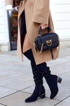 Kozaki damskie do kolana eko-zamsz czarne Can't Stop