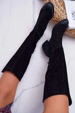 Kozaki Damskie Laura Messi 2071 Skóra Zamsz Czarne This Love