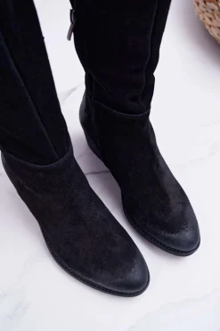 Kozaki Damskie Laura Messi 2071 Skóra Zamsz Czarne This Love