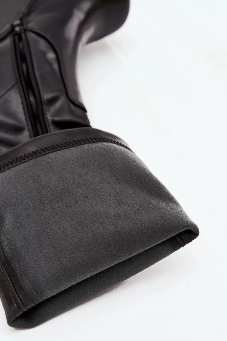 Kozaki Damskie Na Koturnie Czarne Terisse