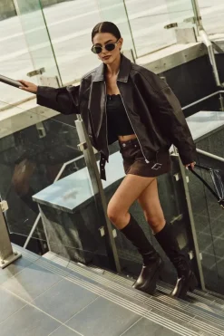 Kozaki Damskie Na Masywnym Obcasie I Platformie Wsuwane Brązowe Florinne