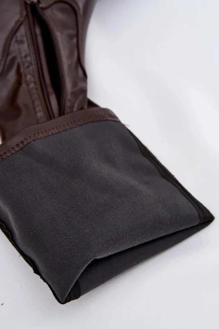 Kozaki Damskie Na Masywnym Obcasie I Platformie Wsuwane Brązowe Florinne