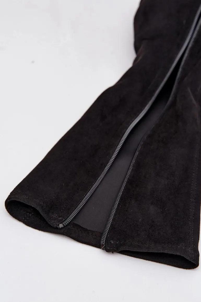 Kozaki Damskie Na Niskim Obcasie Eko Zamszowe Sergio Leone KZ212 Czarne