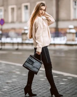 Kozaki Damskie Na Obcasie Lu Boo Zamszowe Czarne