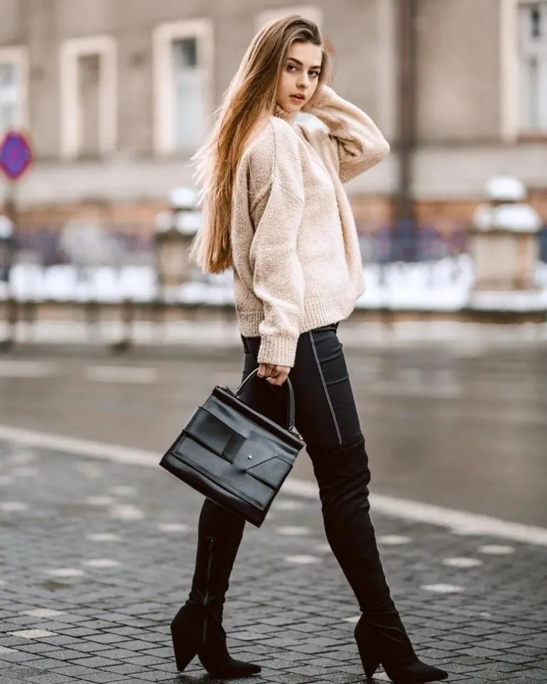 Kozaki Damskie Na Obcasie Lu Boo Zamszowe Czarne