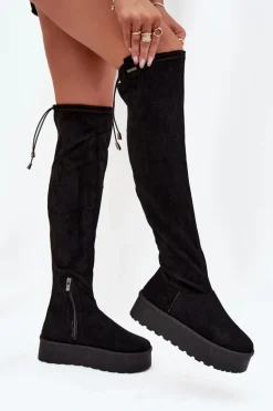 Kozaki Damskie Na Platformie Za Kolano Big Star SS274264 Czarne