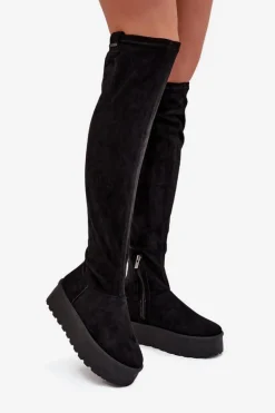 Kozaki Damskie Na Platformie Za Kolano Big Star SS274264 Czarne