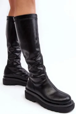 Kozaki Damskie Na Platformie Z Suwakiem GOE MM2N4068 Czarne