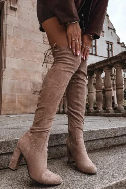 Kozaki Damskie Na Słupku Beżowe Xamarin