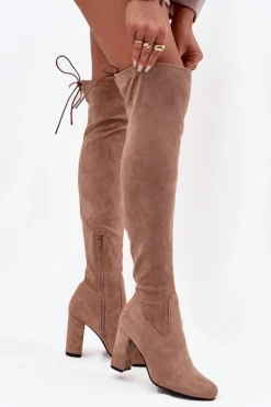 Kozaki Damskie Na Słupku Beżowe Xamarin