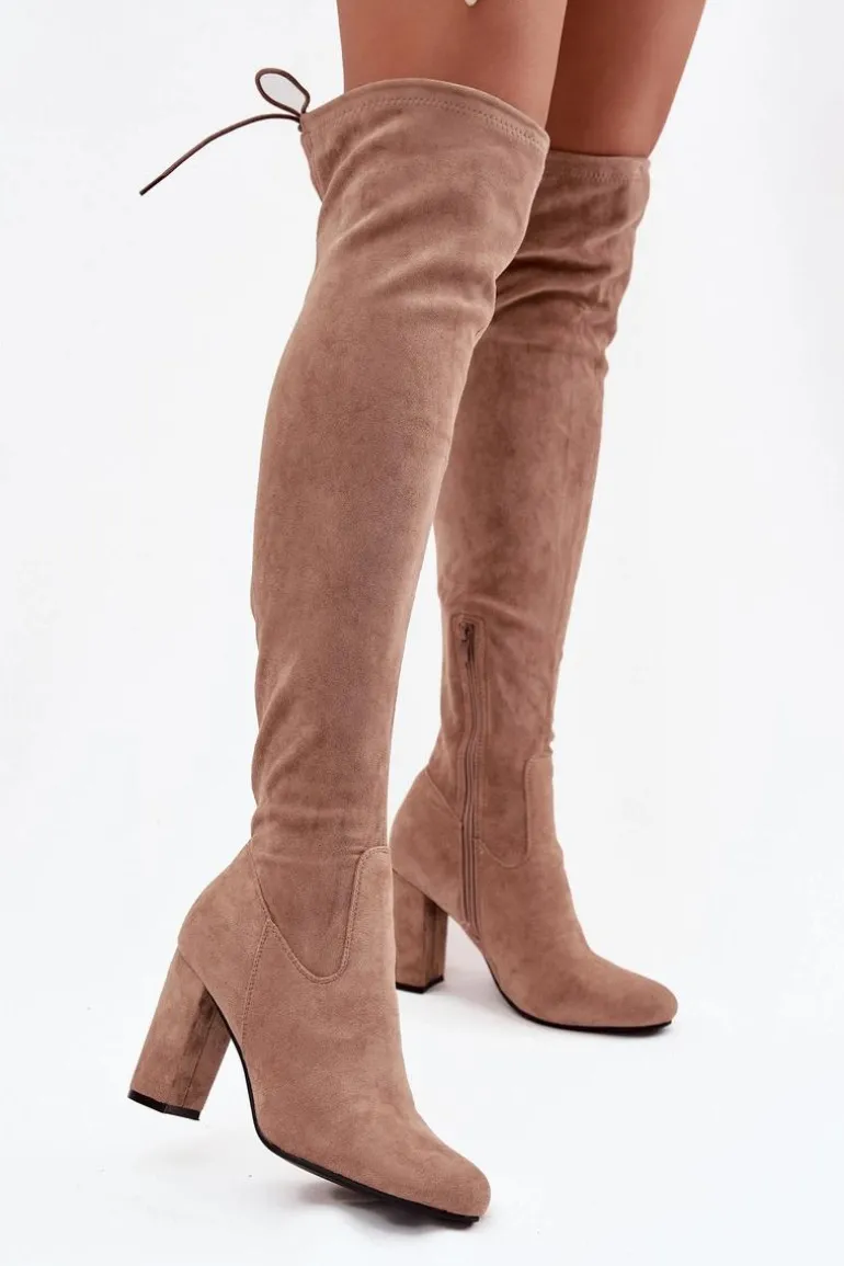 Kozaki Damskie Na Słupku Beżowe Xamarin