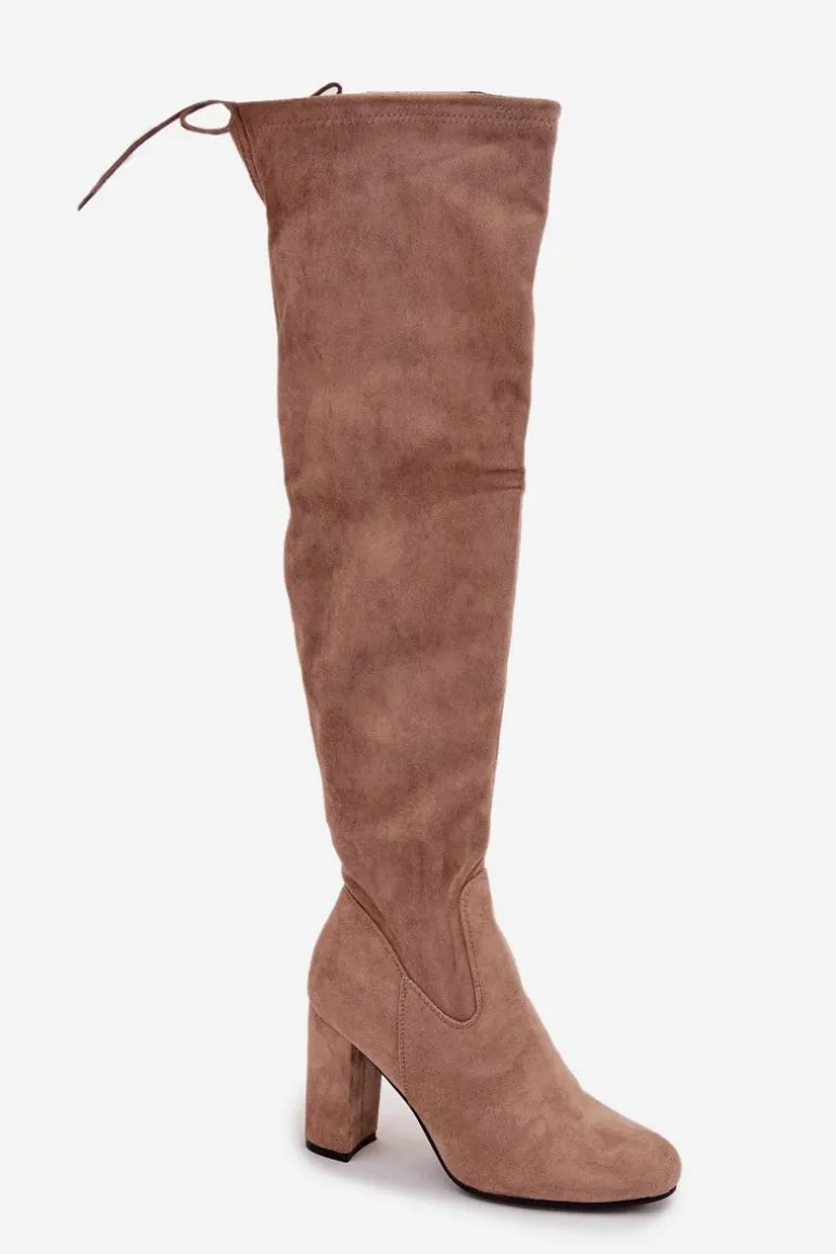 Kozaki Damskie Na Słupku Beżowe Xamarin