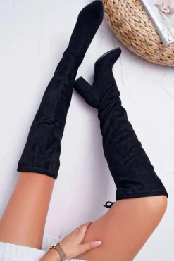 Kozaki Damskie Na Słupku Czarne Estredos