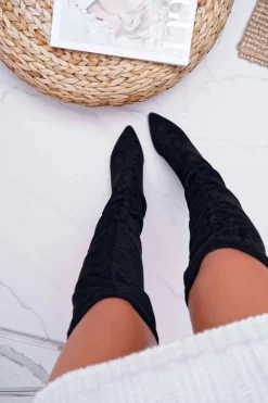 Kozaki Damskie Na Słupku Czarne Estredos