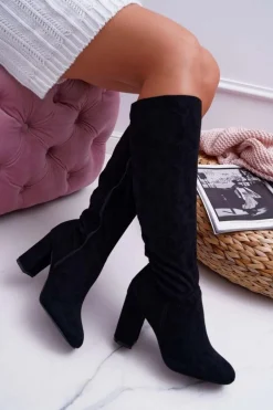 Kozaki Damskie Na Słupku Do Kolana Czarne Mercure