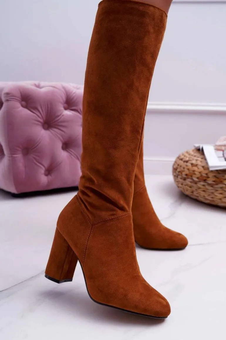 Kozaki Damskie Na Słupku Do Kolana Camel Mercure