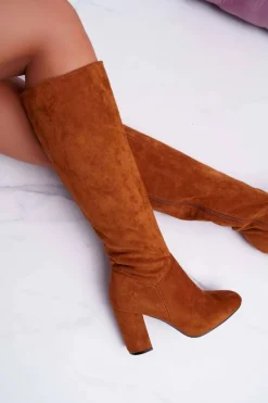 Kozaki Damskie Na Słupku Do Kolana Camel Mercure