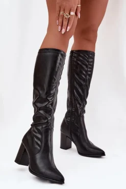 Kozaki Damskie Na Słupku Vinceza 16511 Czarne