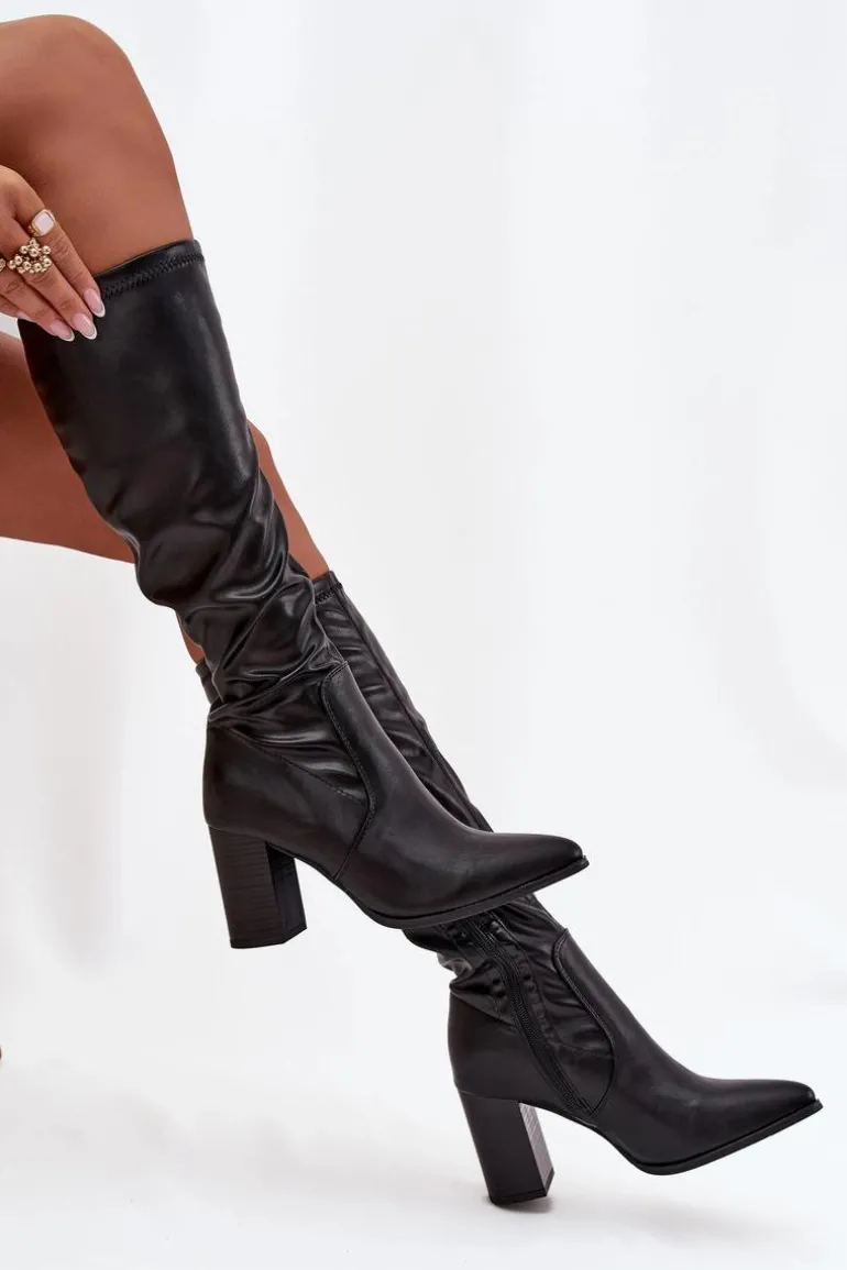 Kozaki Damskie Na Słupku Vinceza 16511 Czarne