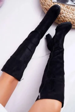 Kozaki Damskie Na Słupku Zamszowe Ocieplane Velkor